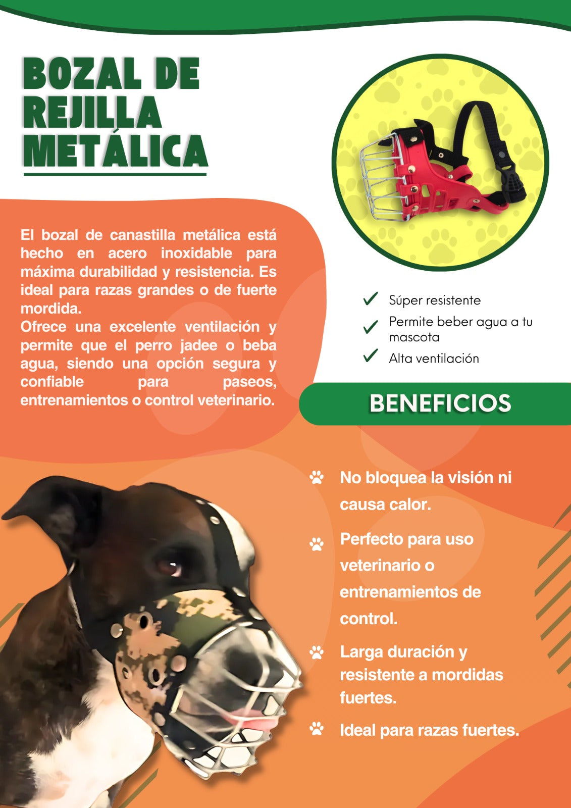 BOZAL DE REJILLA METALICA DE LA TALLA M1 , M2 Y M3